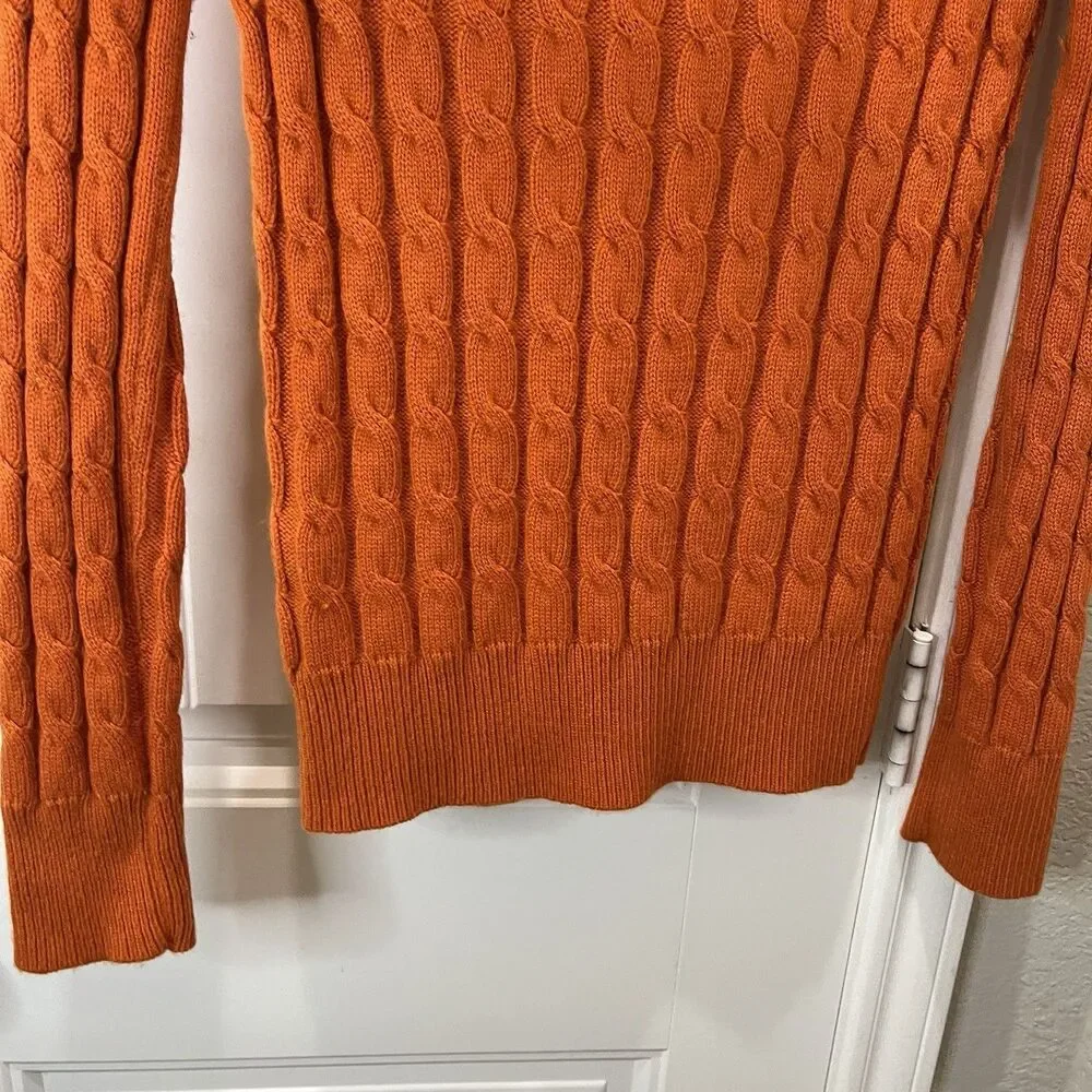 Gap Fisherman Sweater Womens Size S Orange Cable Knit Crew Pullover Vintage